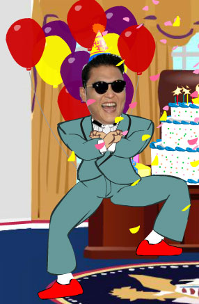 Gangnam style balloons from our newest birthday ecard